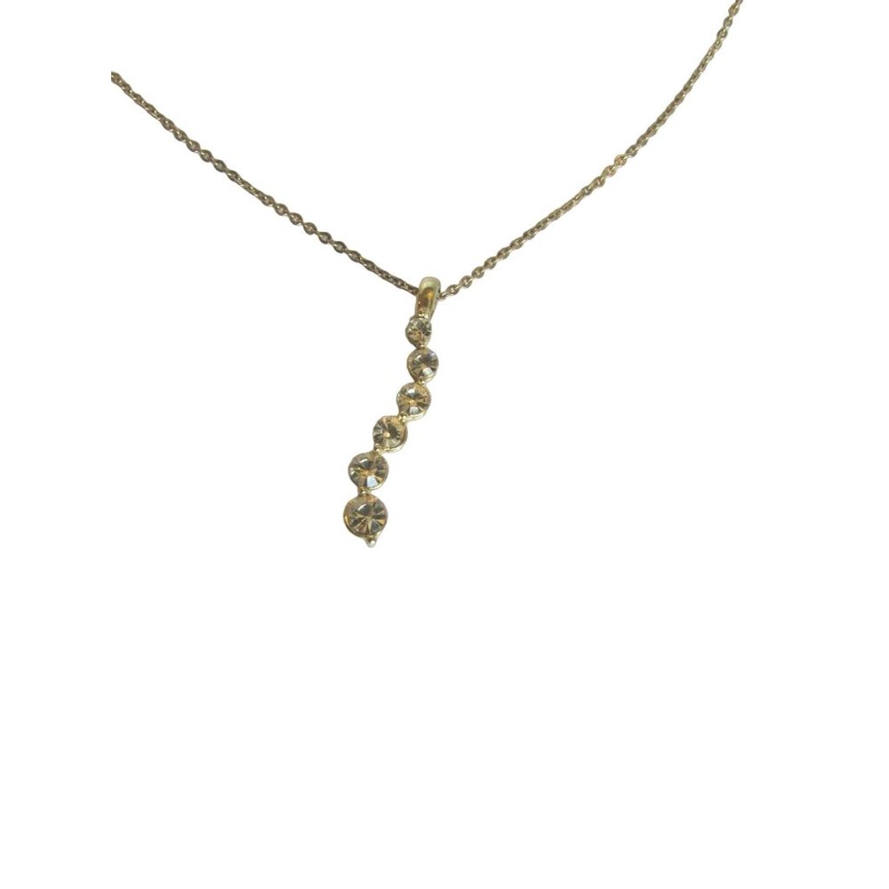 Vintage nancy & Rise Goldtone Crystal Pendant Necklace Gold Tone 52972